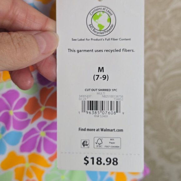 No Boundaries Size Med (7-9) Floral Print One Piece Cutout Front Adj Straps NWT - Picture 13 of 14